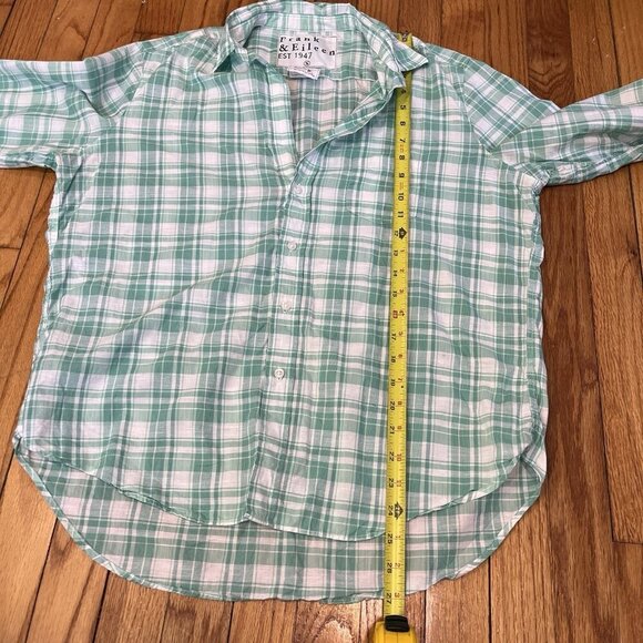 Frank & Eileen Eileen Plaid Cotton Button-up Shirt In Mint Plaid Size Small - Picture 6 of 7